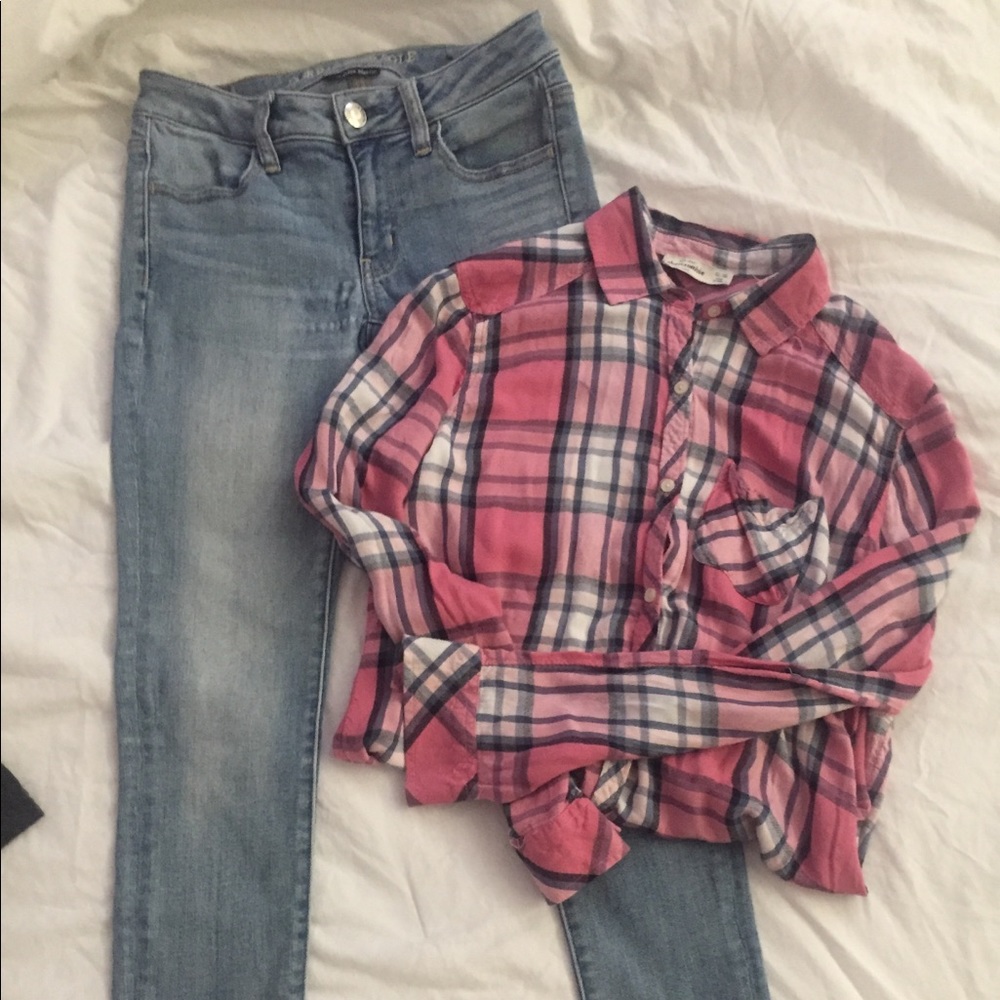 American eagle jeans with Abercrombie shirt